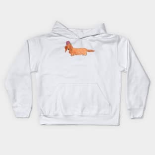 Dachshund with flower Kids Hoodie